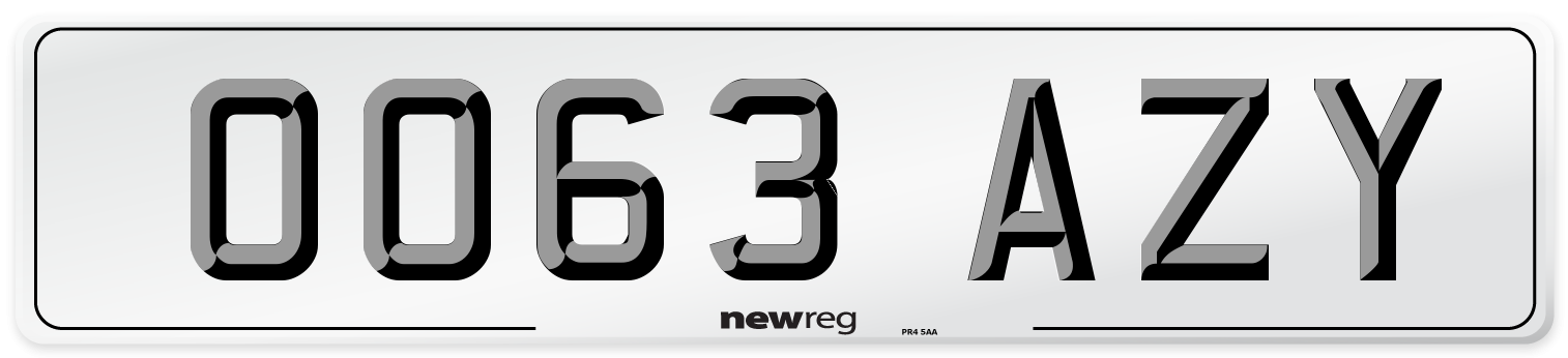 OO63 AZY Number Plate from New Reg